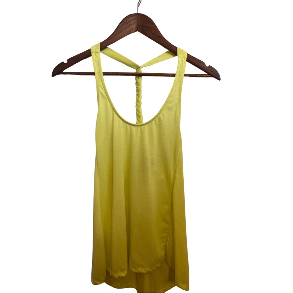Neon Yellow Racerback Athletic Shirt with Braid Detailing, Size Small